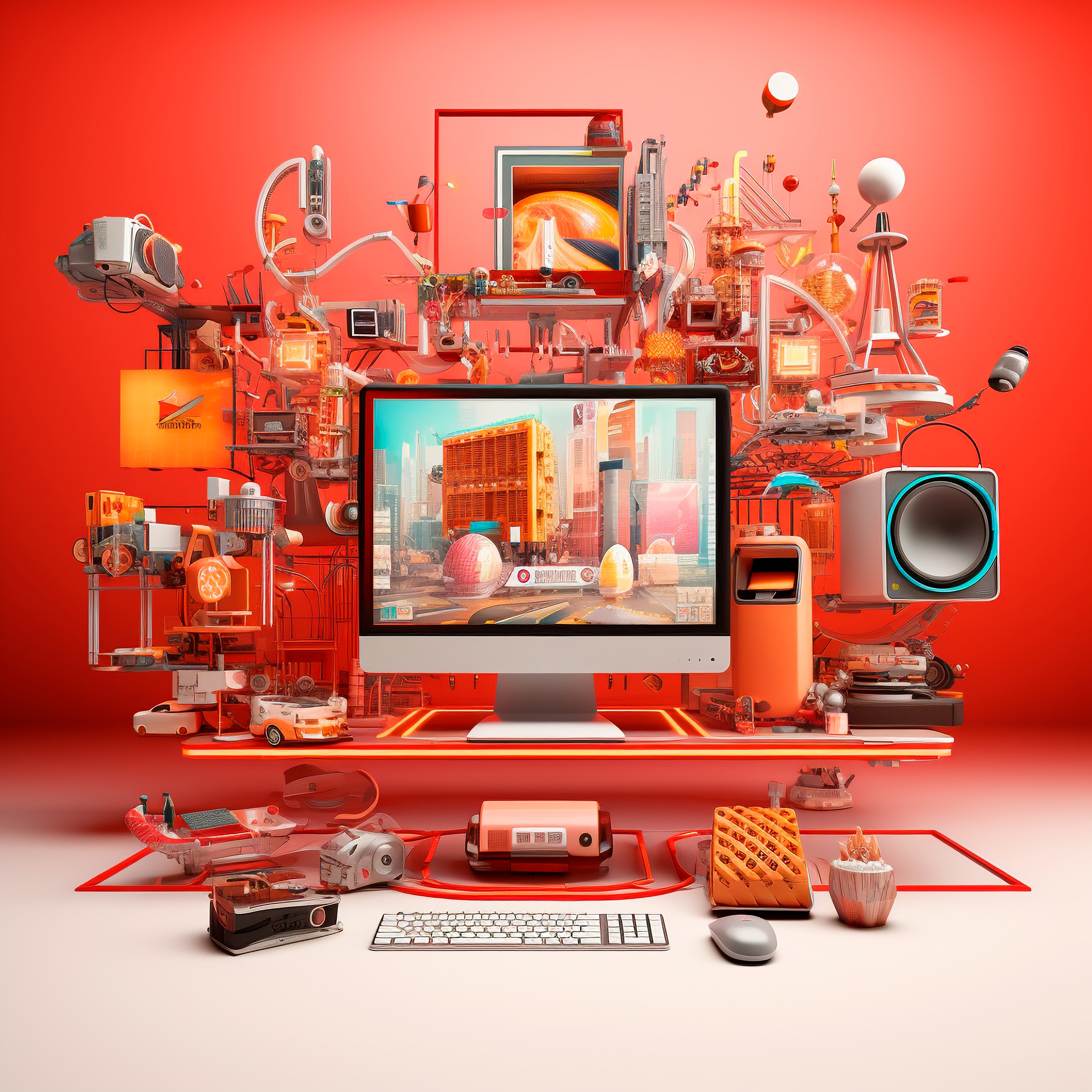 3d workstation with computer peripheral devices