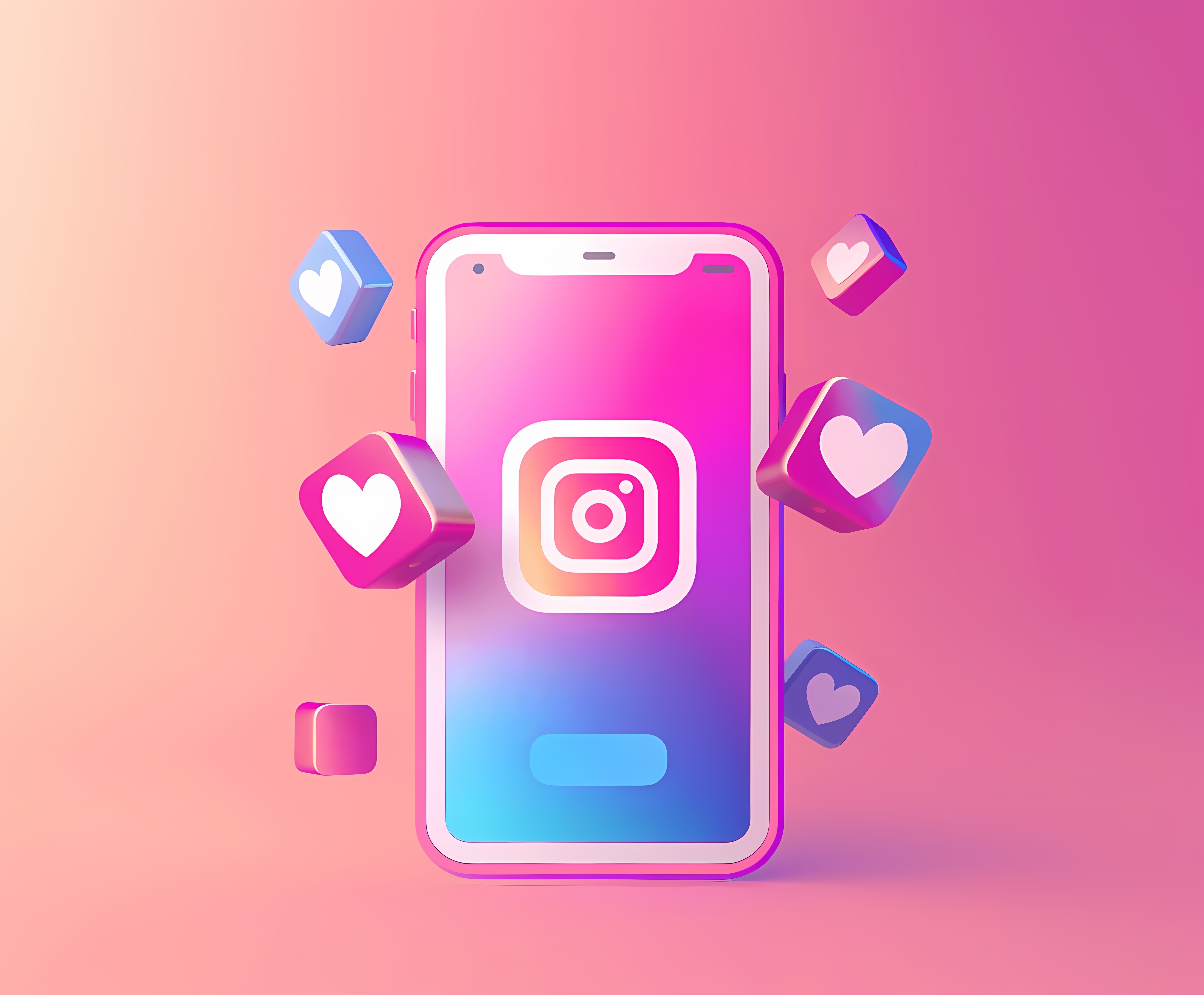 realistic phone studio social media concept