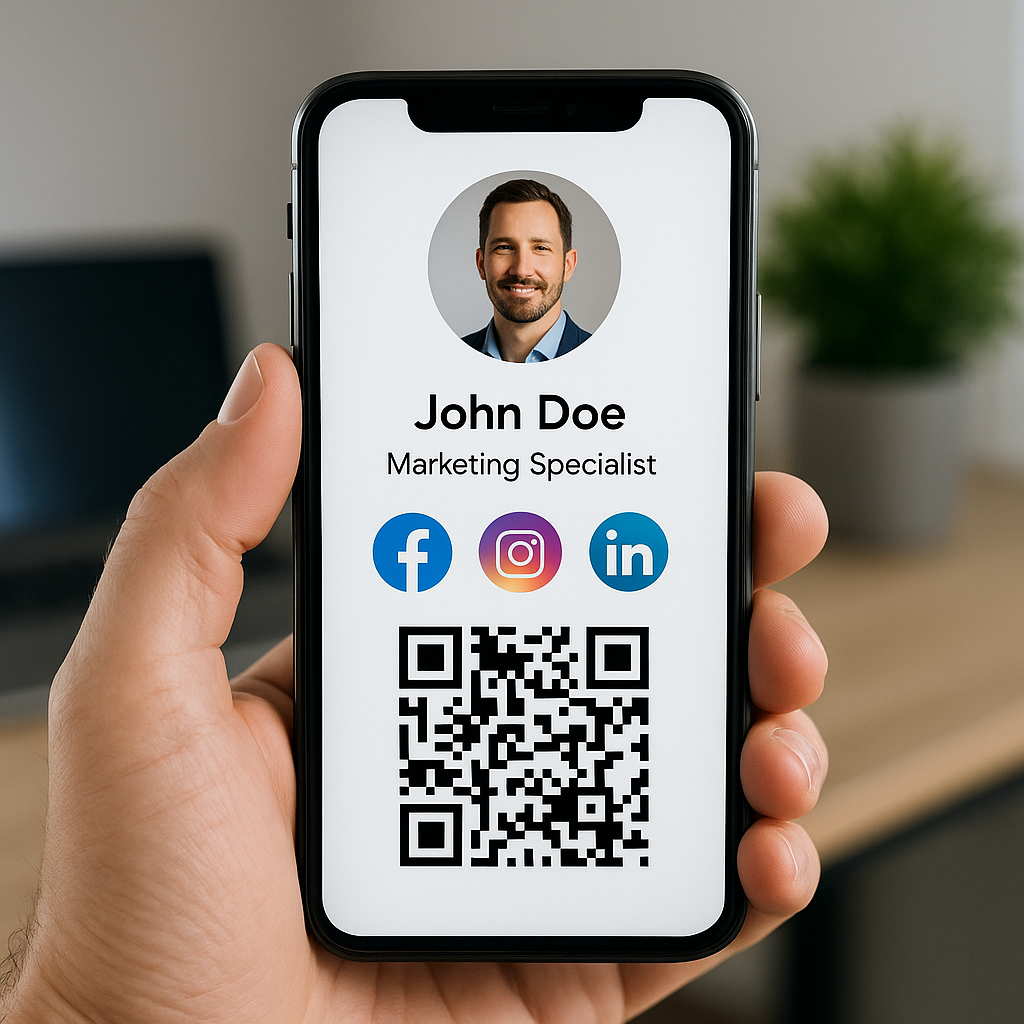 עיצוב כרטיס ביקור חברתי – שילוב קישורים לרשתות חברתיות QR דינמי - DigiMarket סוכנות בוטיק לשיווק דיגיטלי